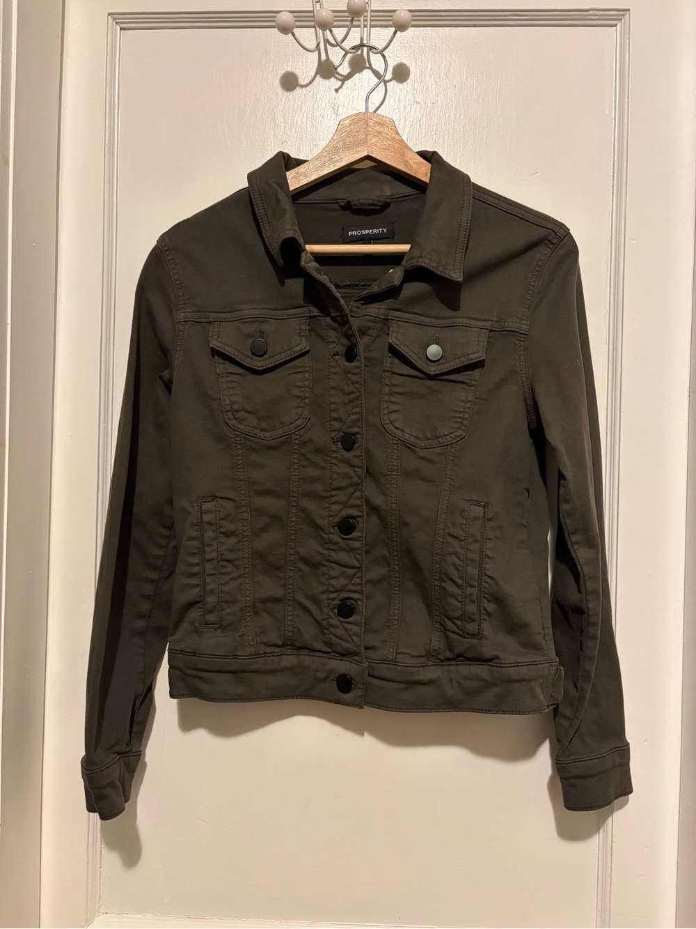 Prosperity Jean Jacket in Army/Olive Green